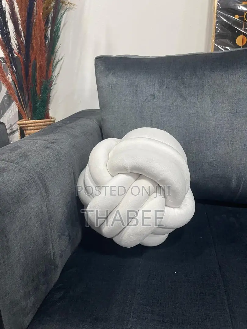 White Knotted Velvet Throw Pillow