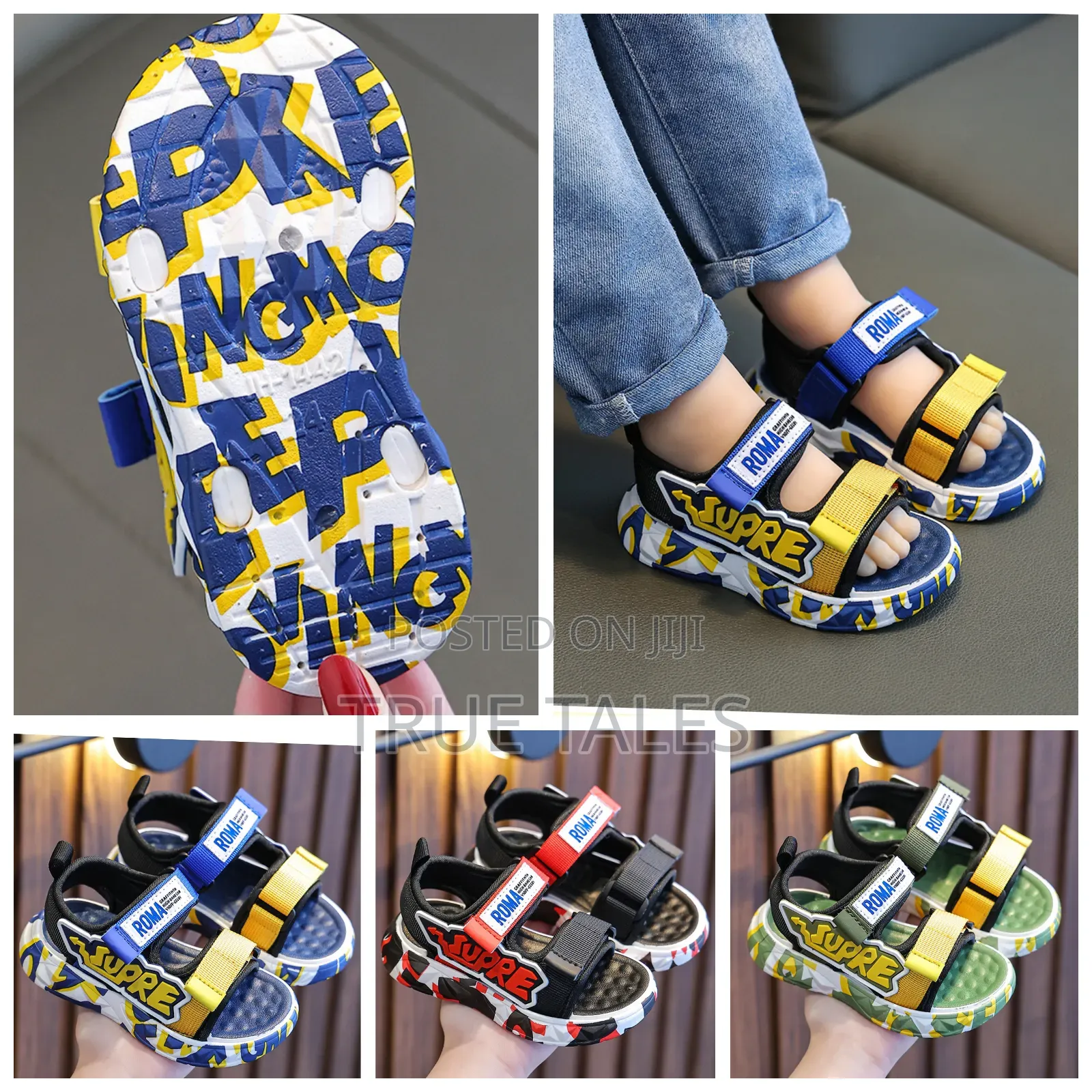 Toddler Boy's Solid Coloured Sandals With Adjustable Straps
