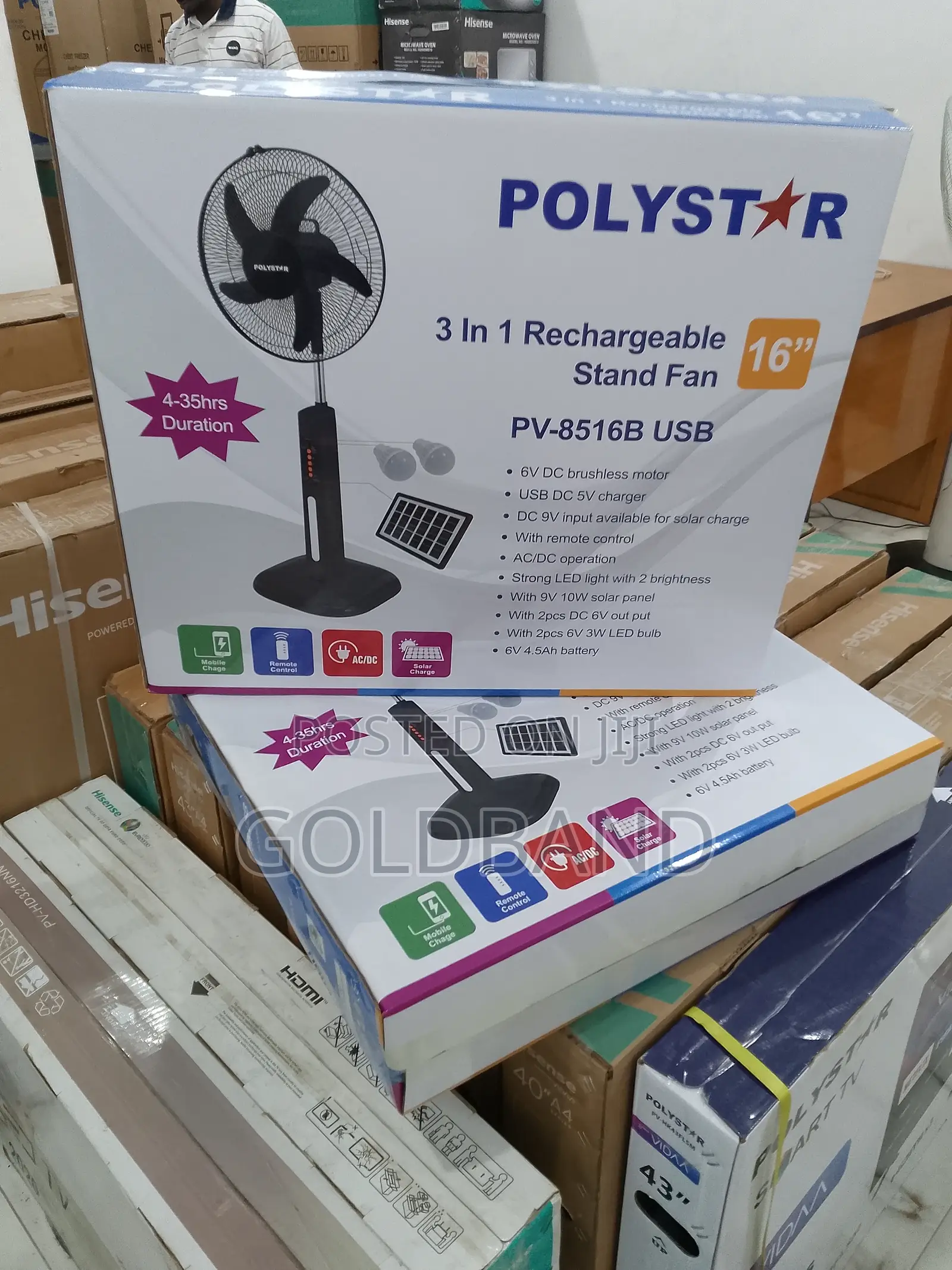 Best Selling 16" Polystar Rechargeable Standing Fan Pv-8516b