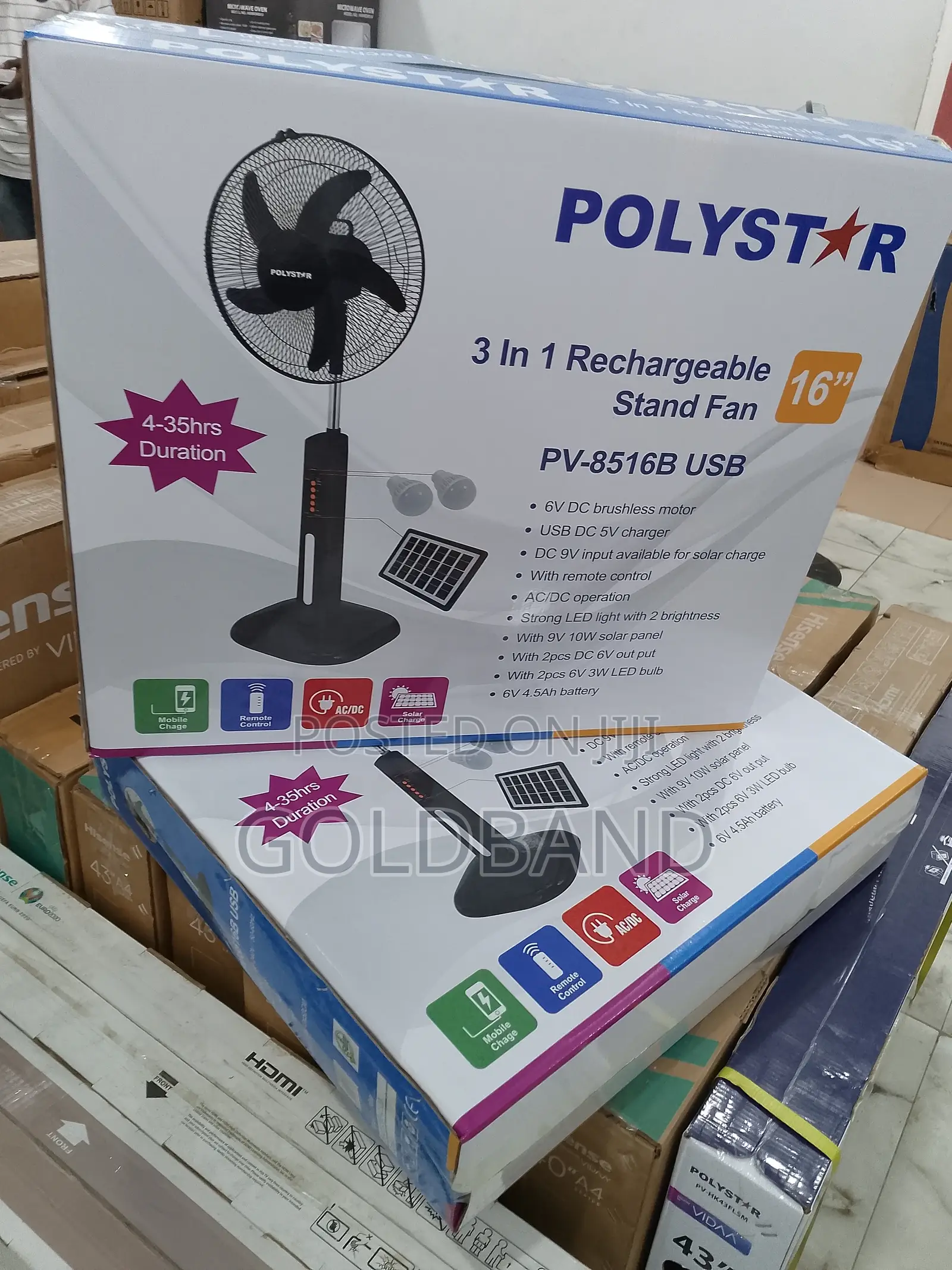 Best Grade 16" Polystar Rechargeable Standing Fan Pv-8516b
