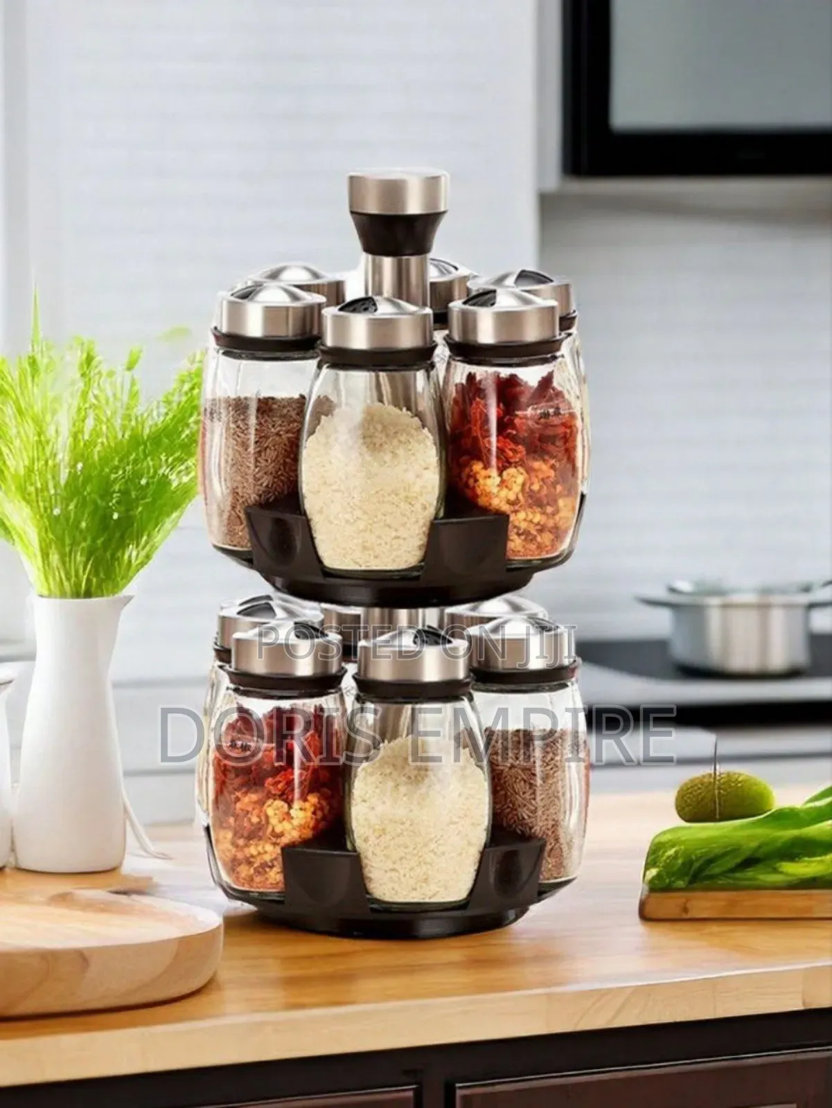 12pcs Spices and Seasoning Jars With Revolving Rack