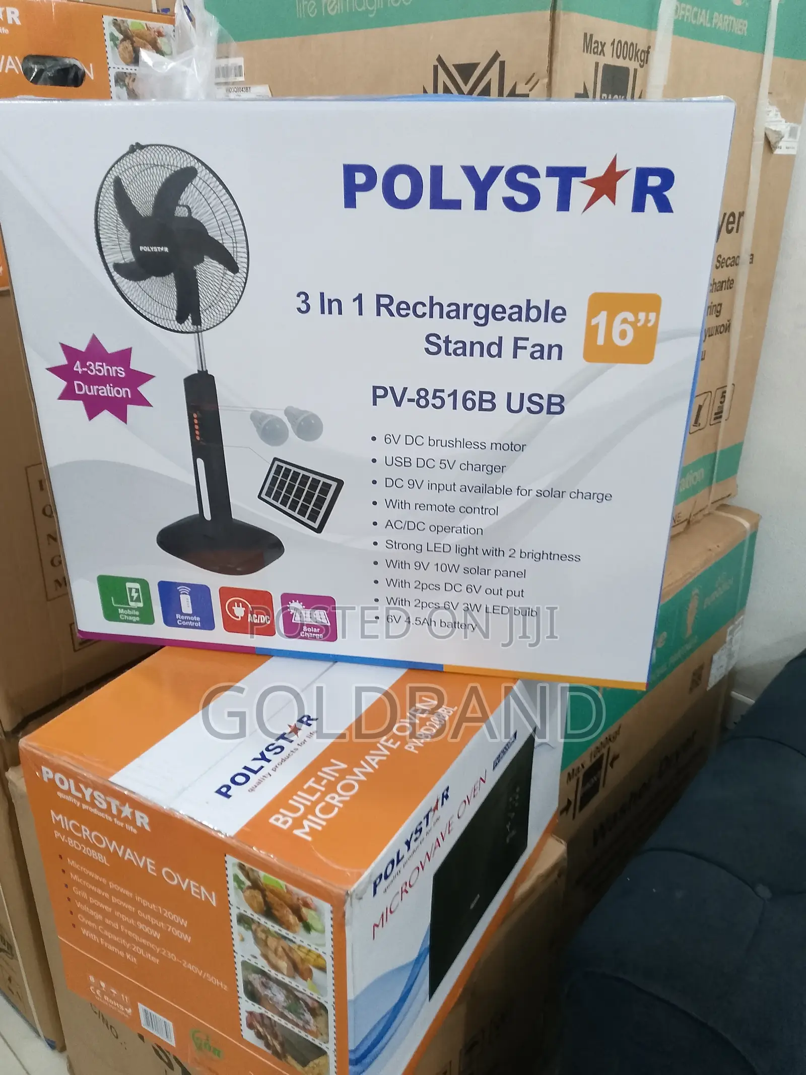 Most Amazing 16" Polystar Rechargeable Standing Fan Pv-8516b