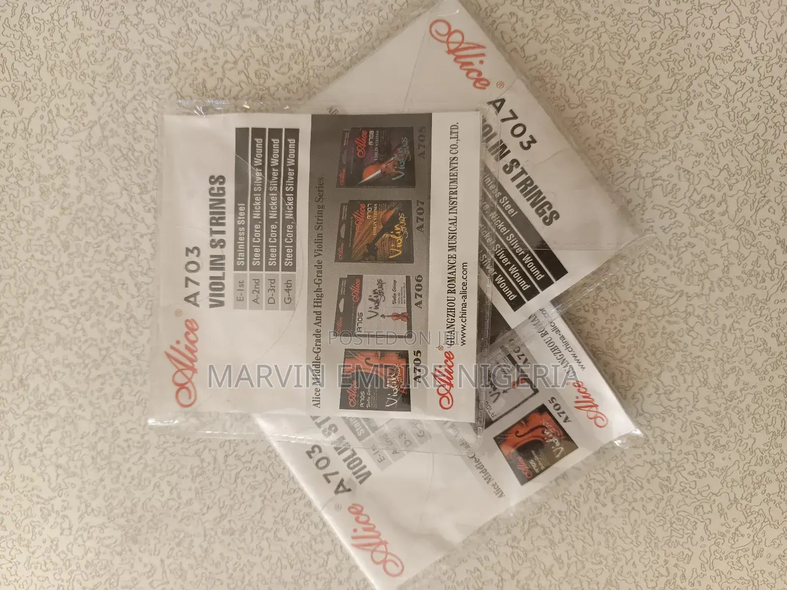 3 Packs of Alice Violin Strings A703