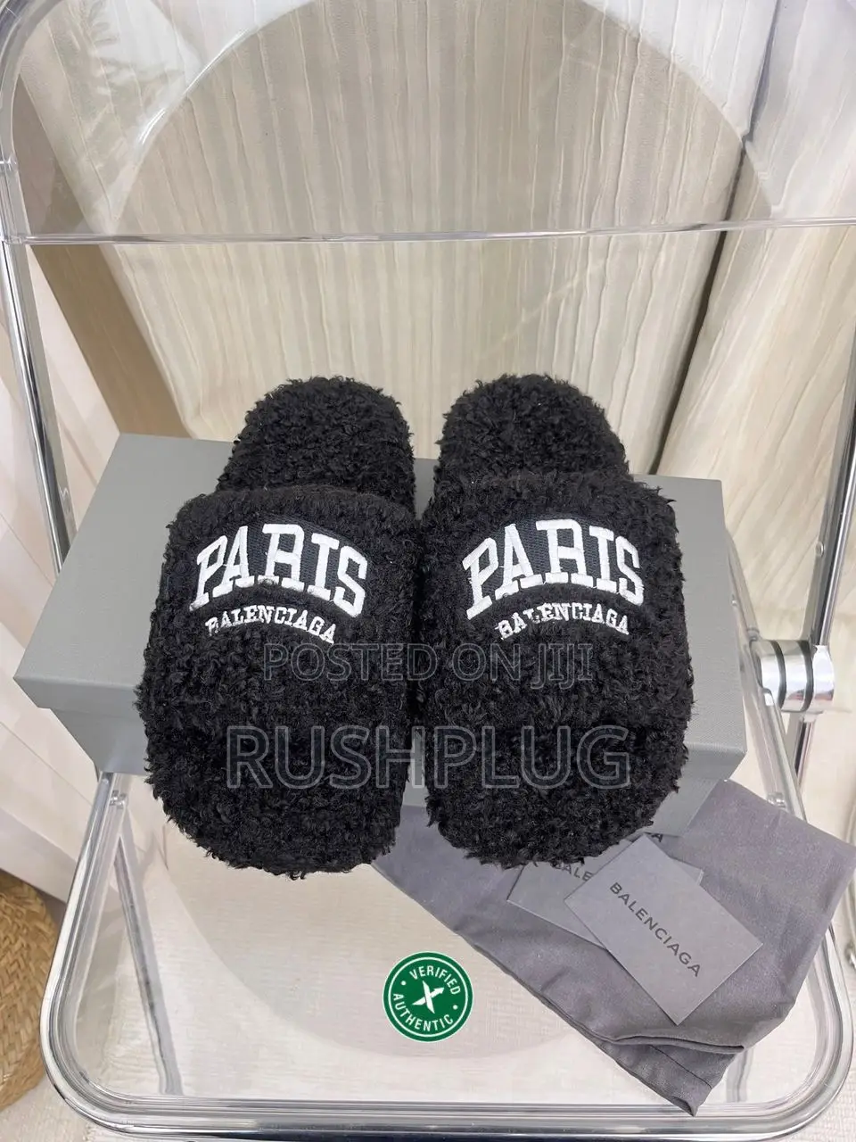 Balenciaga Paris Furry Sliders