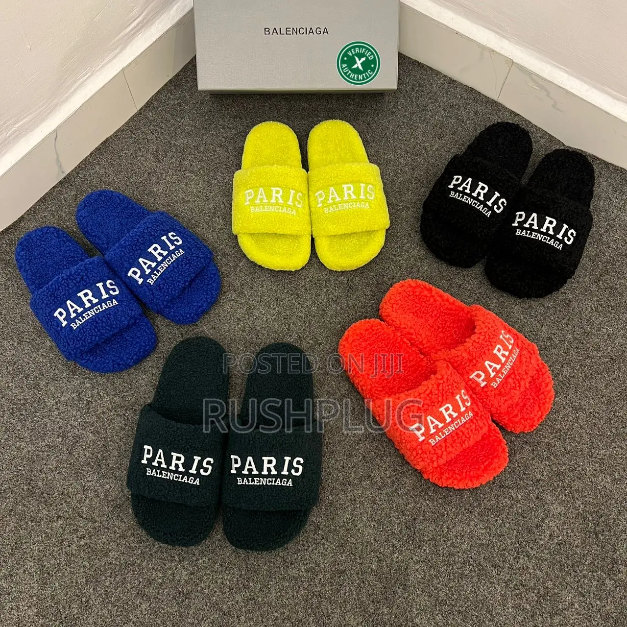 Balenciaga Paris Furry Sliders