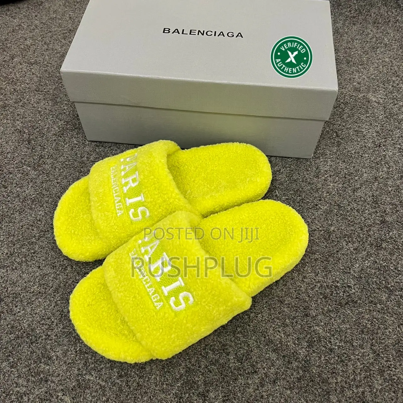 Balenciaga Paris Furry Sliders