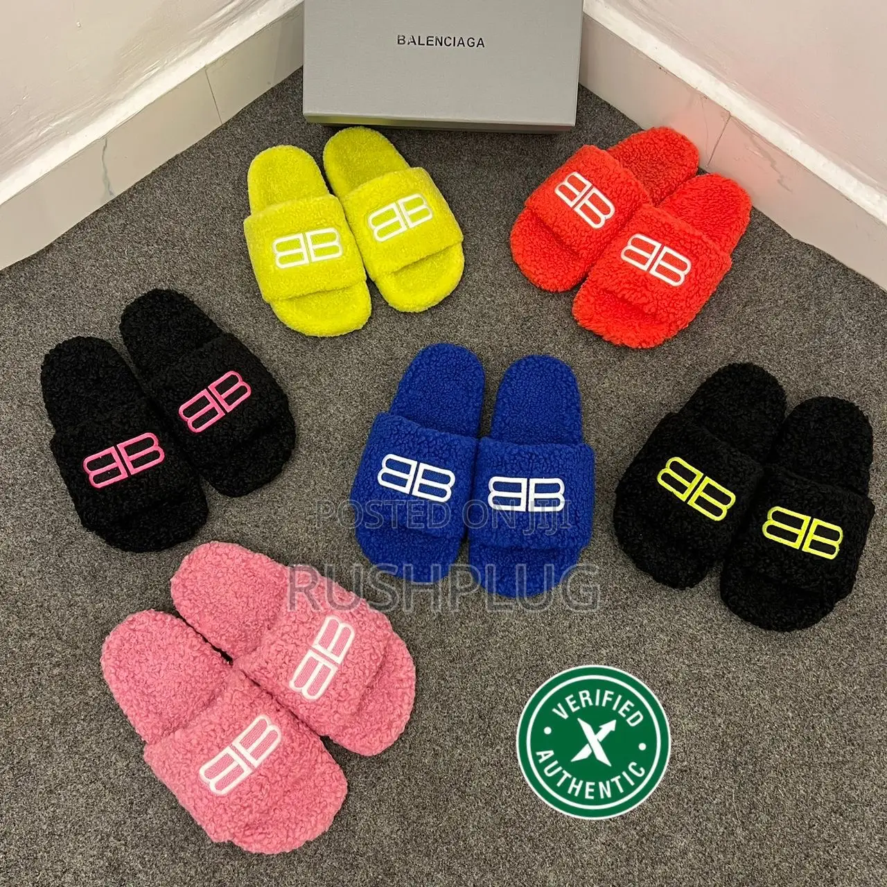 Balenciaga BB Furry Sliders
