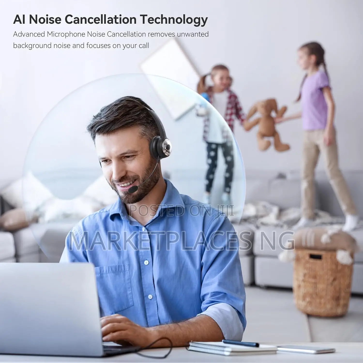 LEVN Bluetooth 5.0 Wireless Headset, AI Noise Cancelling