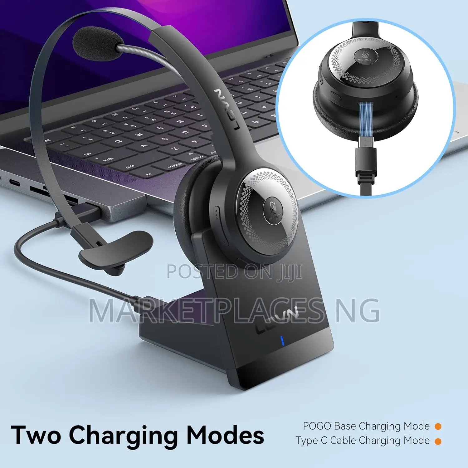 LEVN Bluetooth 5.0 Wireless Headset, AI Noise Cancelling