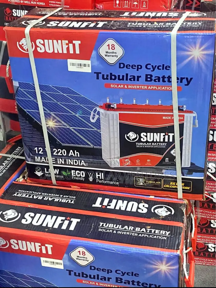 12v 220ah Sunfit Tall Tubular Solar Battery Available