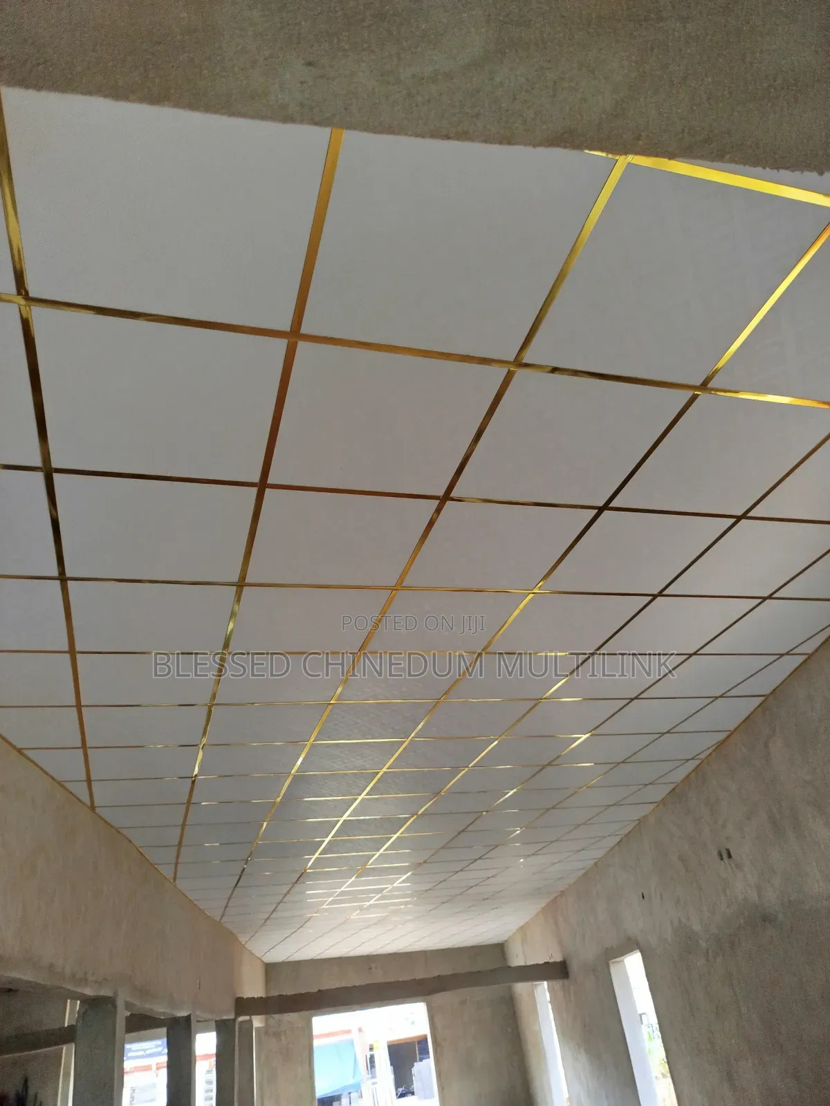 Suspended Ceiling With Gold Grids