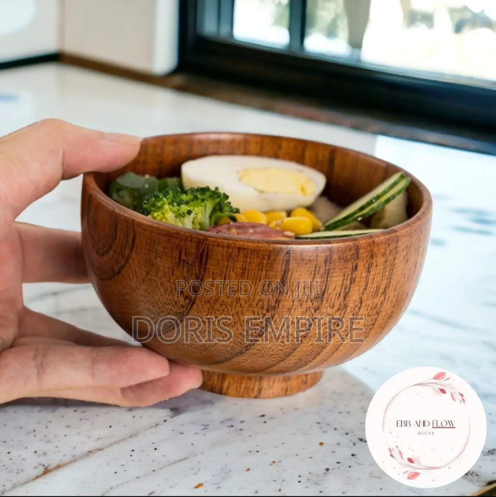 Natural Teak Solid Wood Multi-Use Soup Bowl, Salad Bowl
