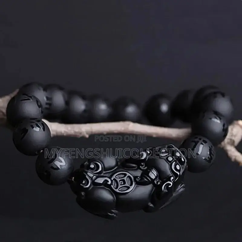 Fortified Real Natural Feng Shui Black Obsidian Wealth Bracelet