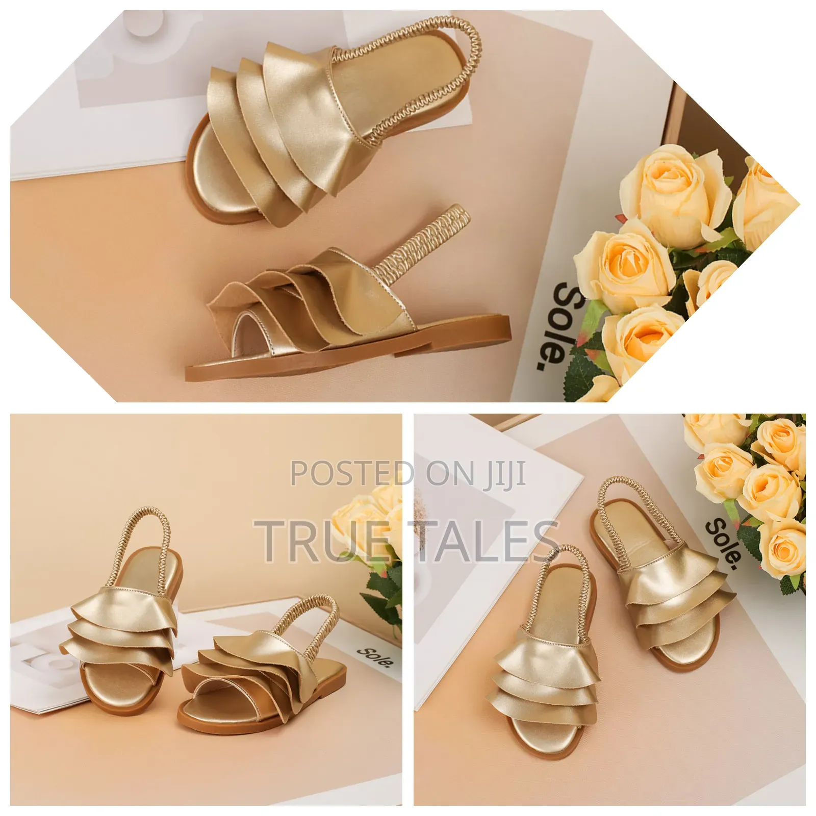 Girl's Genuine Leather Luxury Gold Sandals Sizes 23 to 36