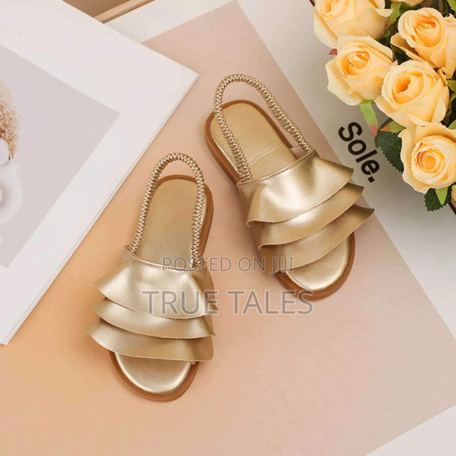 Girl's Genuine Leather Luxury Gold Sandals Sizes 23 to 36