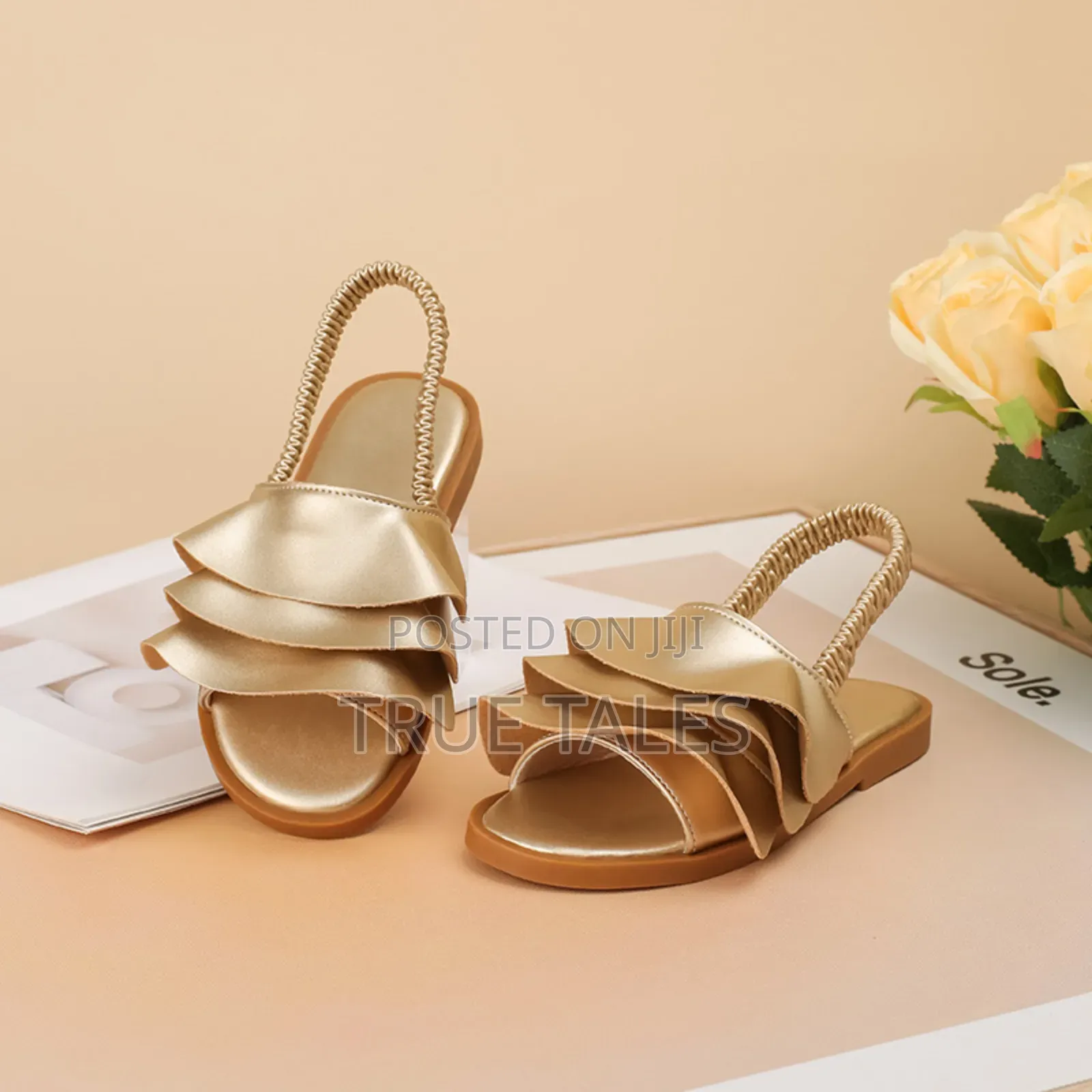 Girl's Genuine Leather Luxury Gold Sandals Sizes 23 to 36