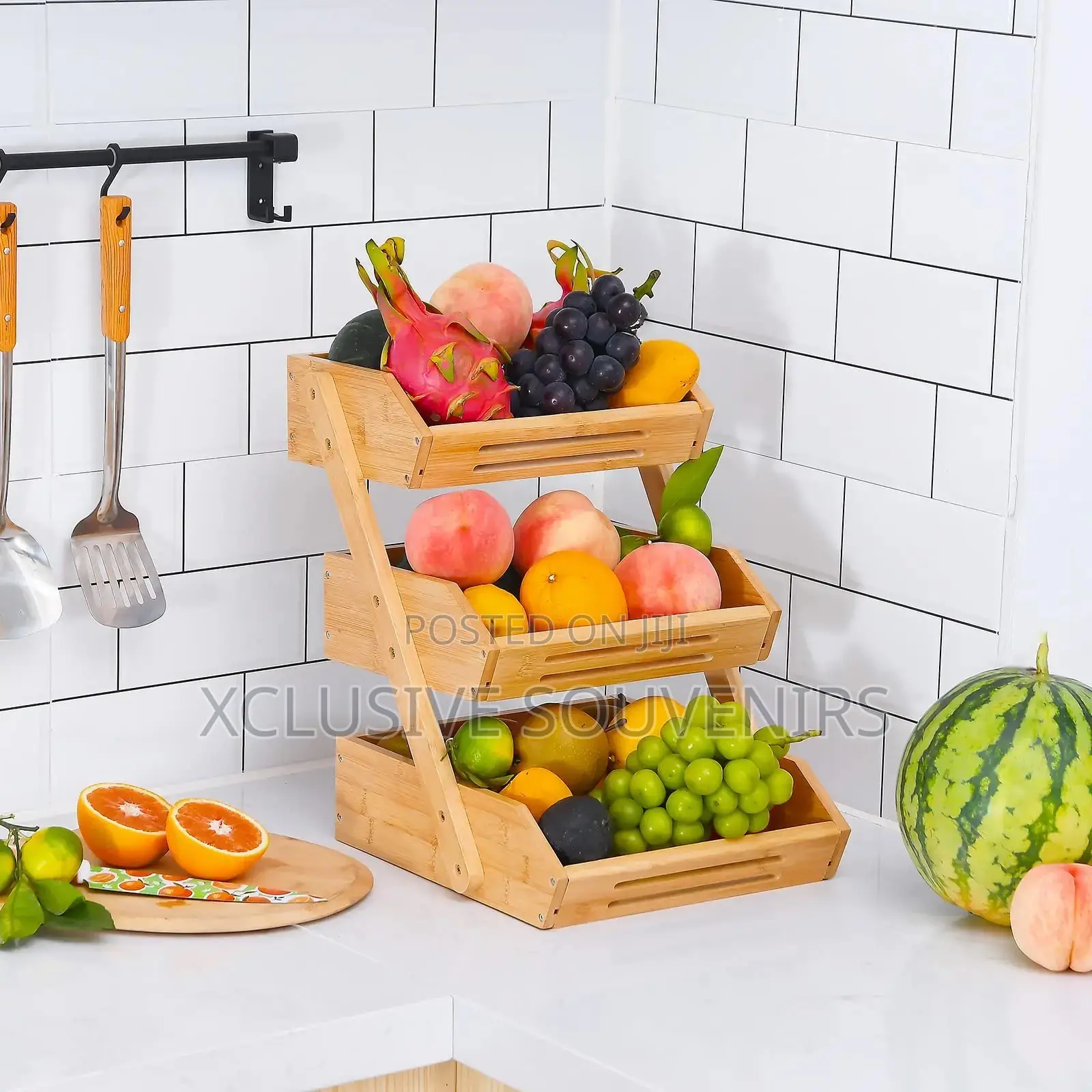 3 Tier Countertop Multipurpose Bamboo Fruit Stand