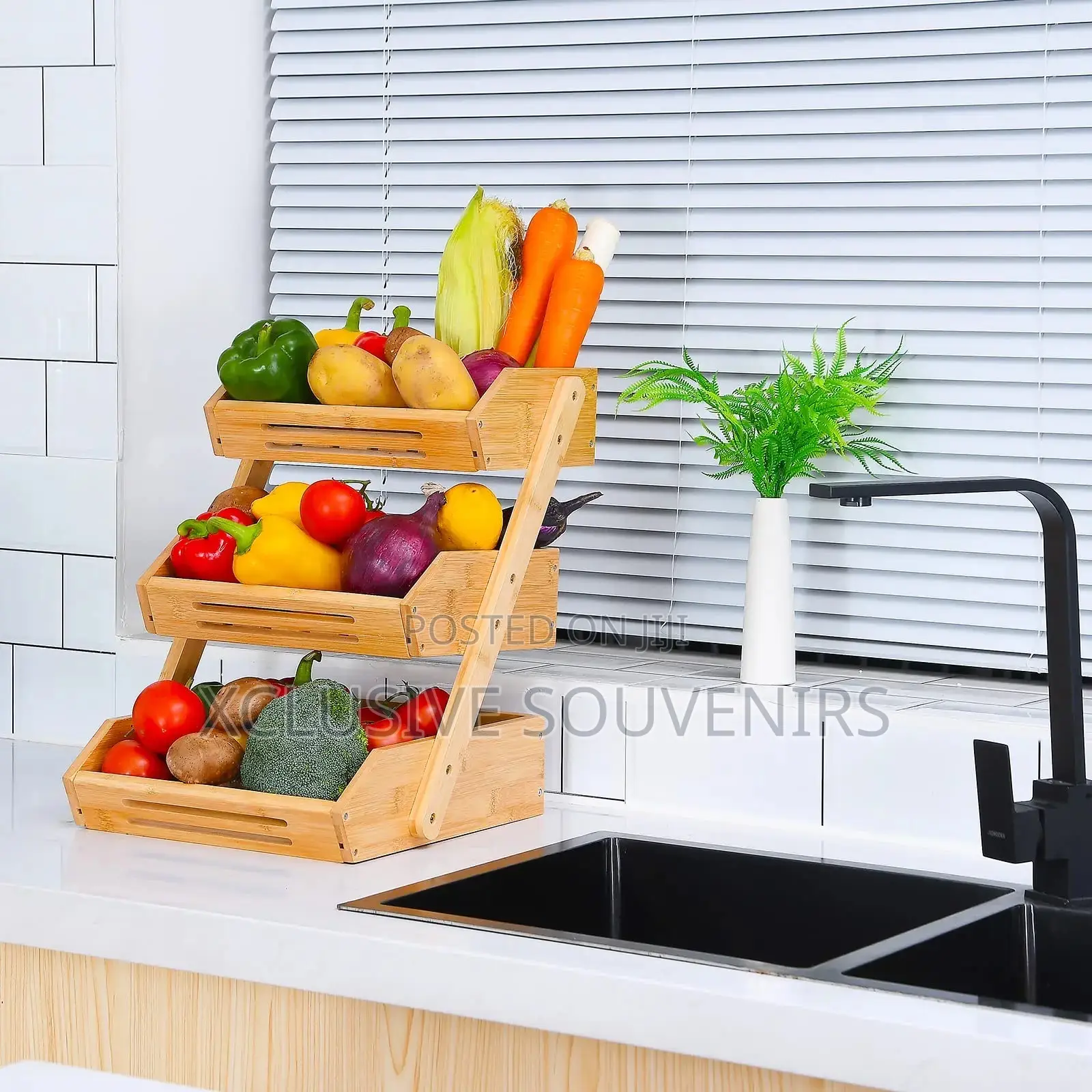 3 Tier Countertop Multipurpose Bamboo Fruit Stand