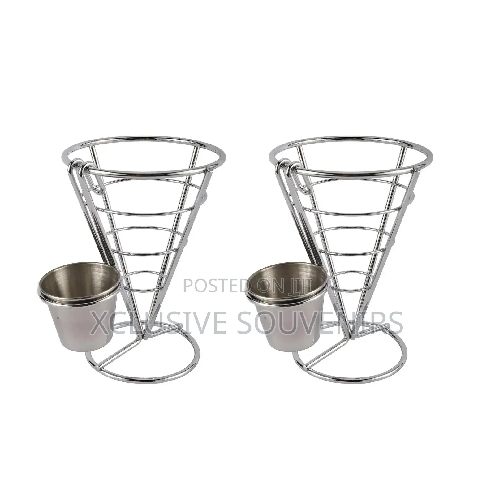 Stainless Steel Spiral Cone Potato Chips and Sauce Holder