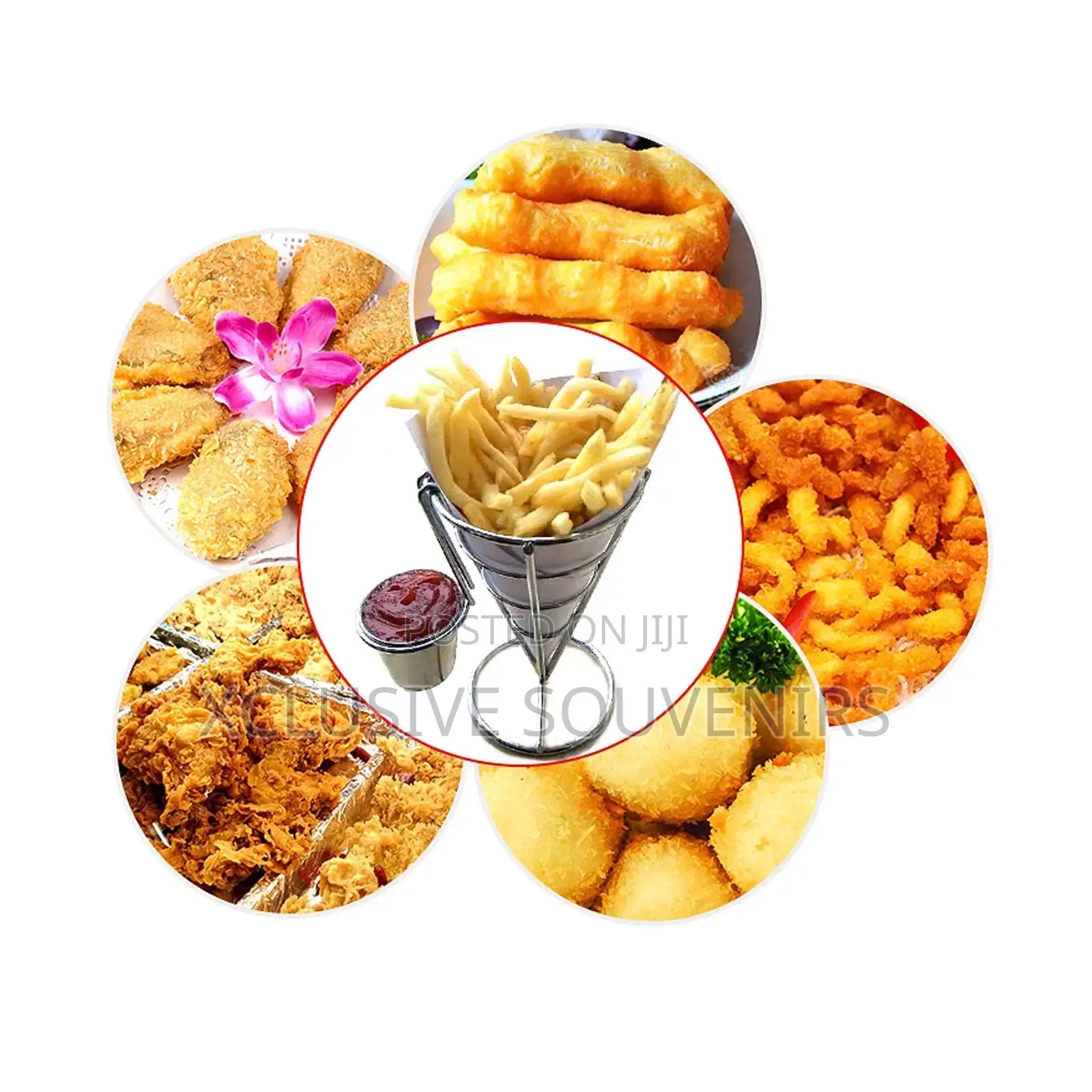 Stainless Steel Spiral Cone Potato Chips and Sauce Holder
