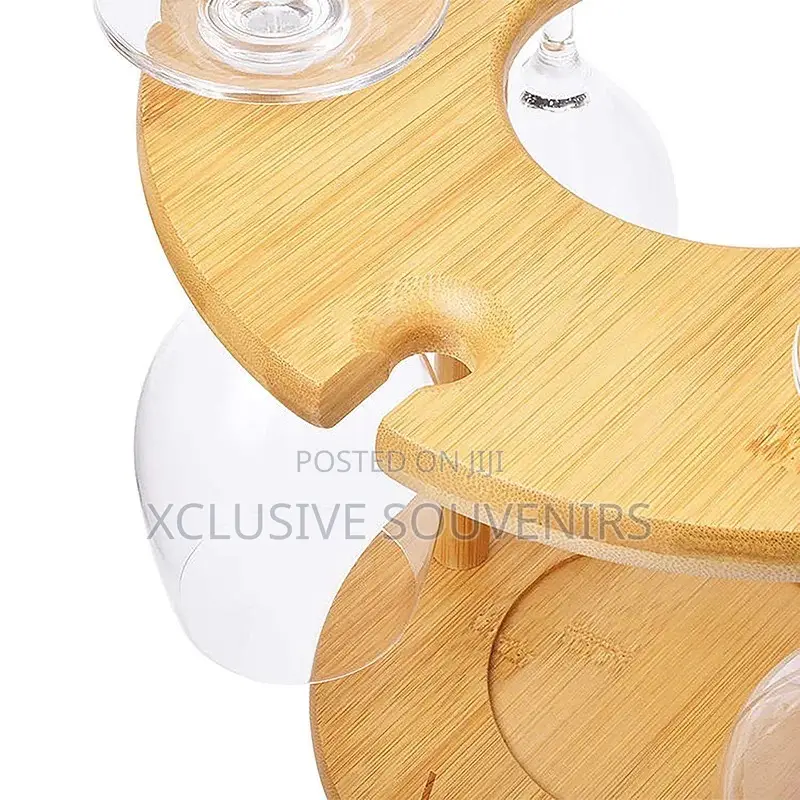 Bamboo Wine Glass Cup Rack and Bottle Stand Organizer