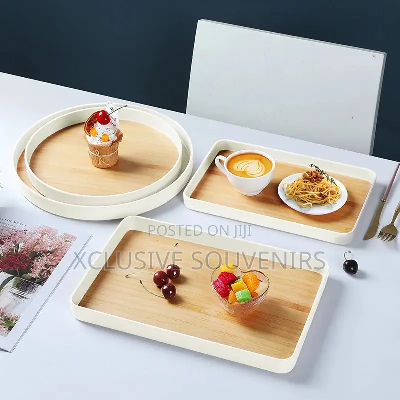3 Tier Bamboo Tea Set Tray Round/Rectangle Household Tray