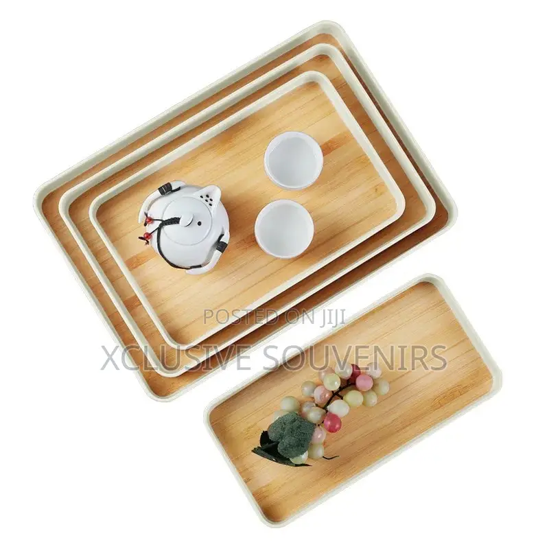 3 Tier Bamboo Tea Set Tray Round/Rectangle Household Tray