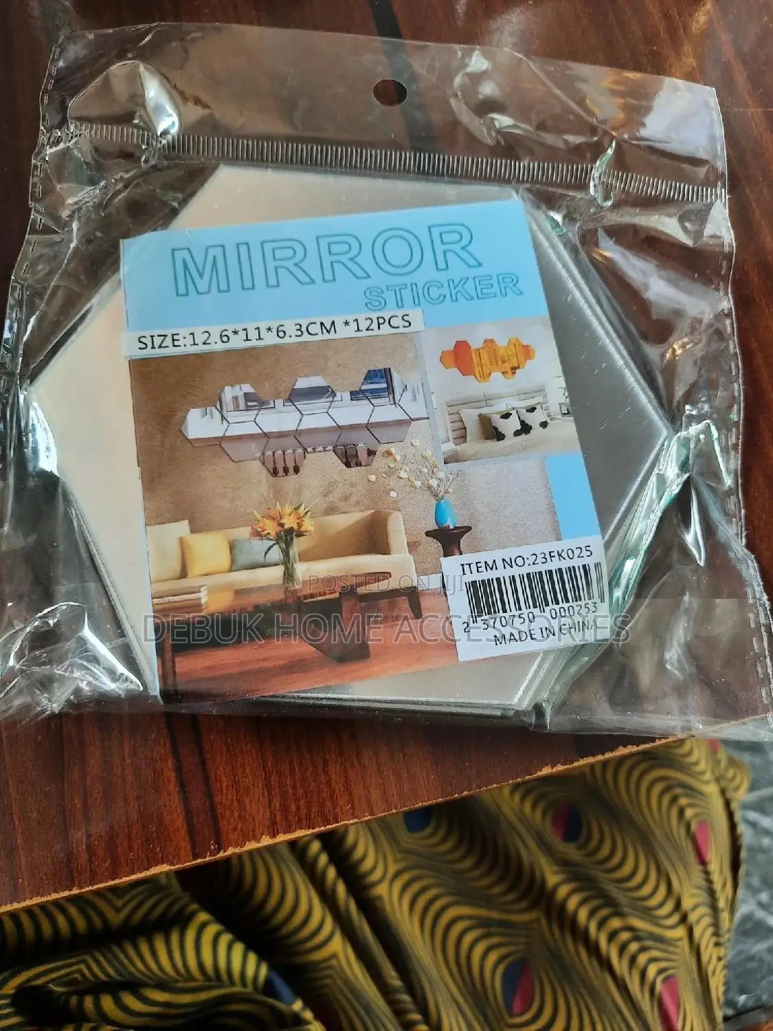 12pcs Hexagon Self Adhesive Mirror