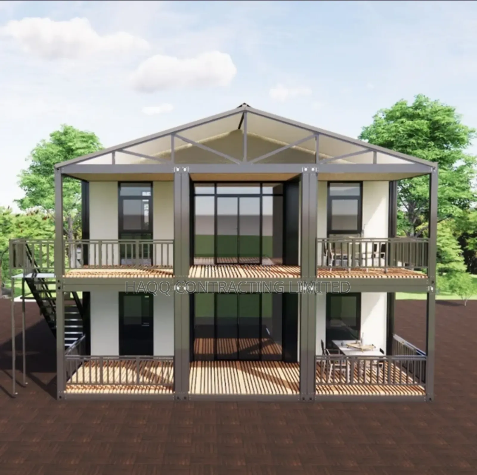 Outdoor Terrace,Steel Roof,Modern Prefab Portacabin Building