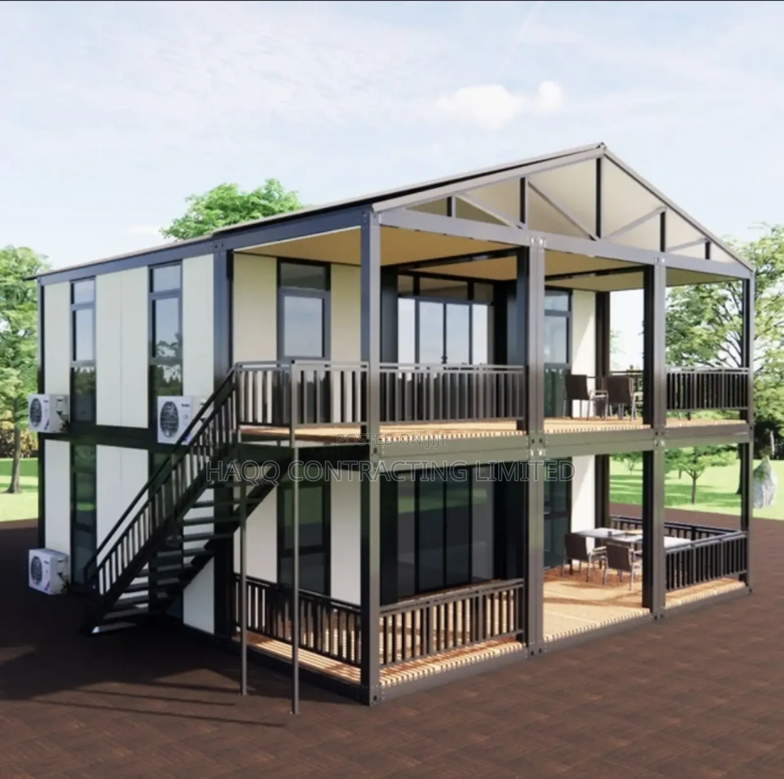 Outdoor Terrace,Steel Roof,Modern Prefab Portacabin Building