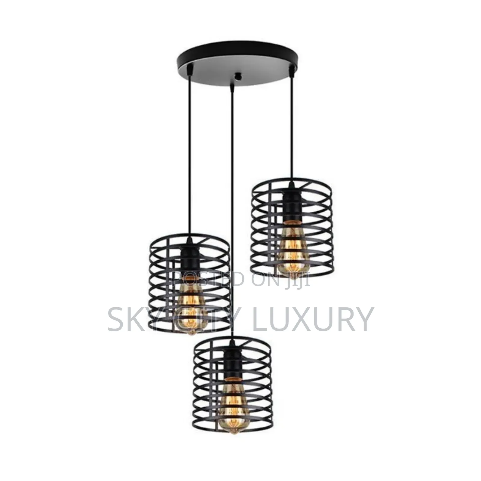Vintage Metal Cage 3in1 Cast Pendant Light