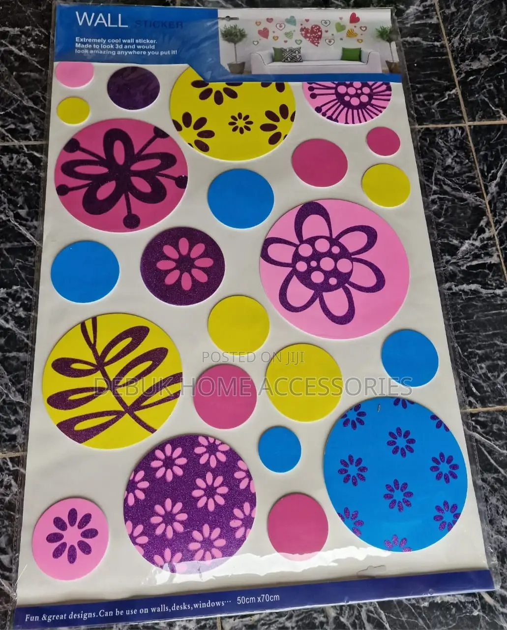 Colourful Self Adhesive Wall Stickers (50x70cm)