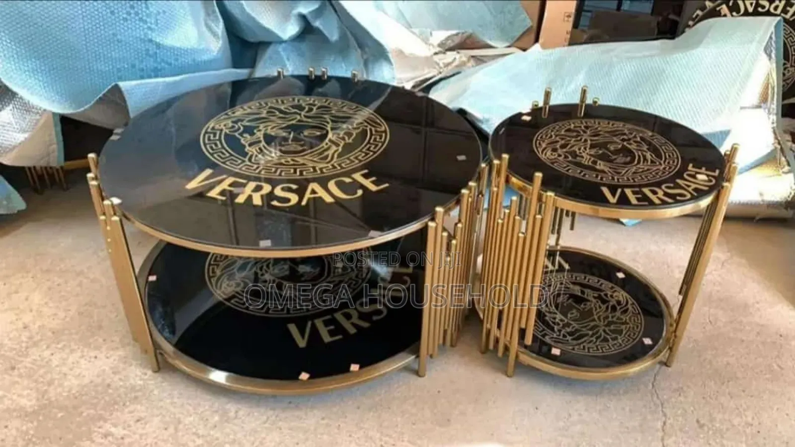 Executive Twin Versace Glass Center Table Set.