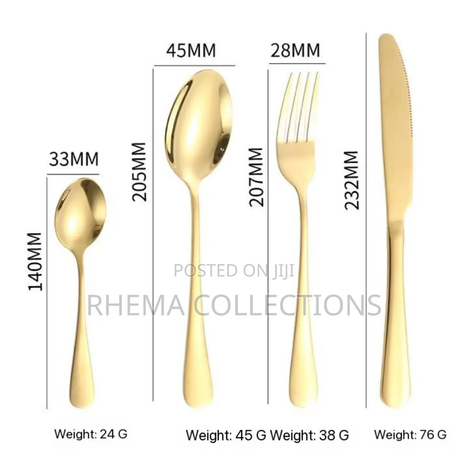 24pc Quality Gold Cutlery Set With Stand