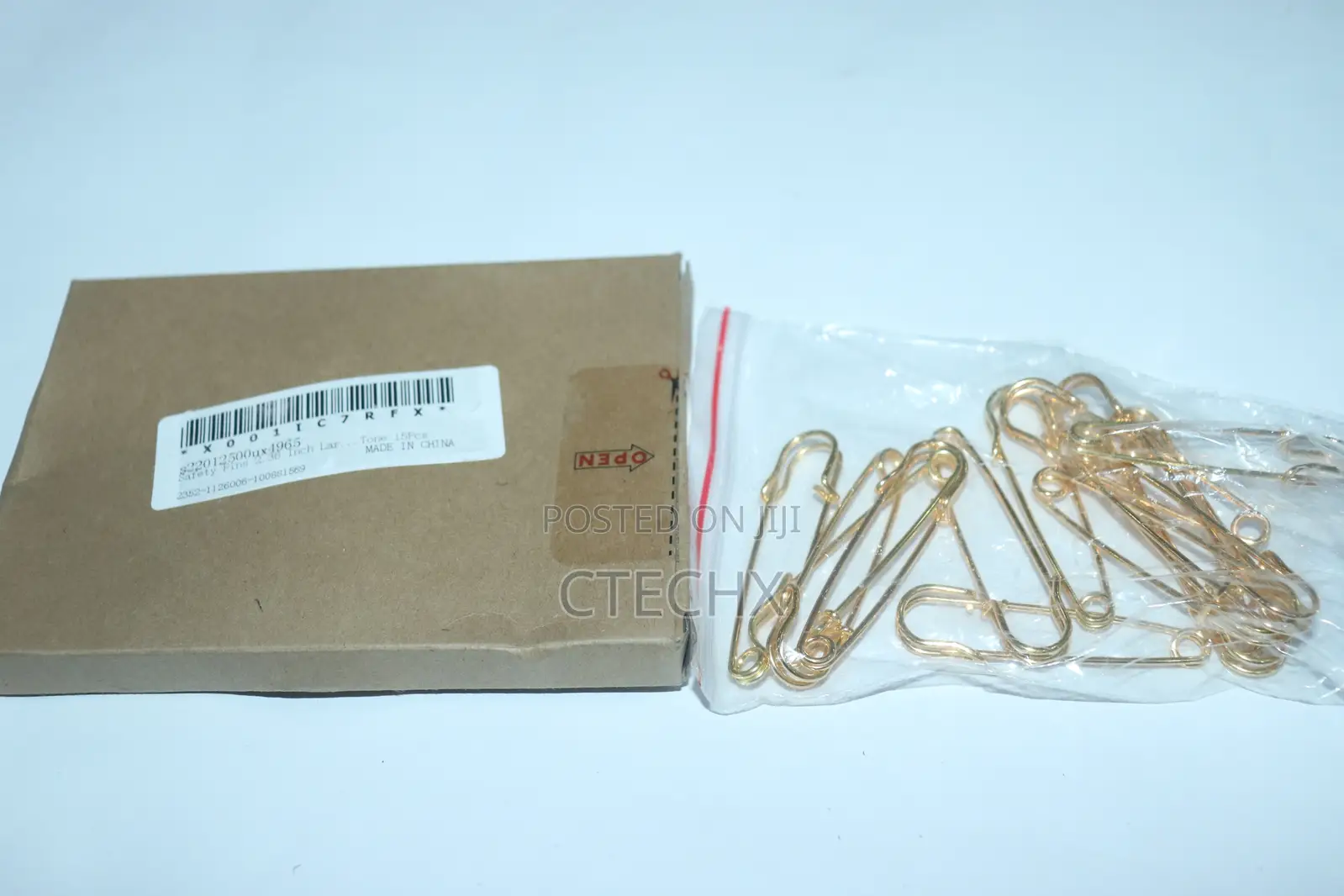 Safety Pins 2.36 Inch for Office Home Gold Tone 15pcs
