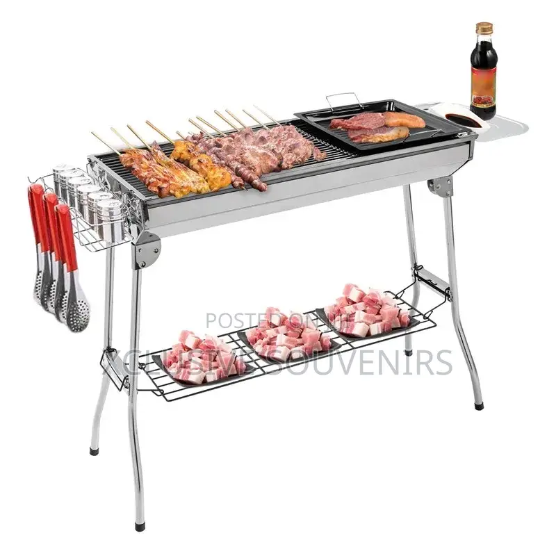 Large Thickened Outdoor Stainless Steel Foldable BBQ Grill