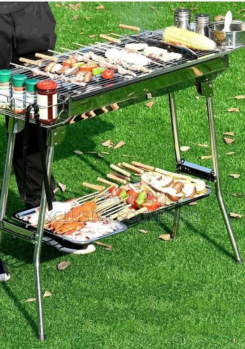 Large Thickened Outdoor Stainless Steel Foldable BBQ Grill