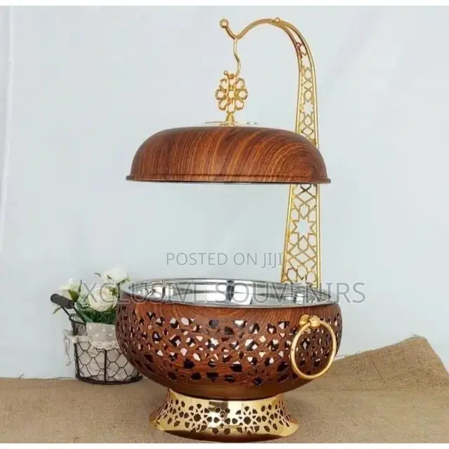 Stainless Steel Gold and Brown Chaffing Dishes