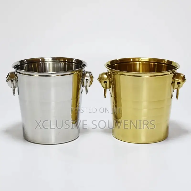 Stainless Steel Champagne Ice Bucket With Knob Ring Handle