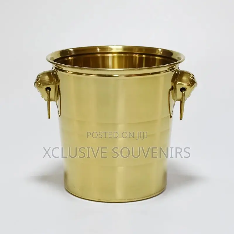 Stainless Steel Champagne Ice Bucket With Knob Ring Handle