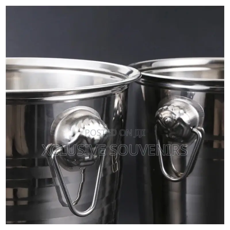 Stainless Steel Champagne Ice Bucket With Knob Ring Handle