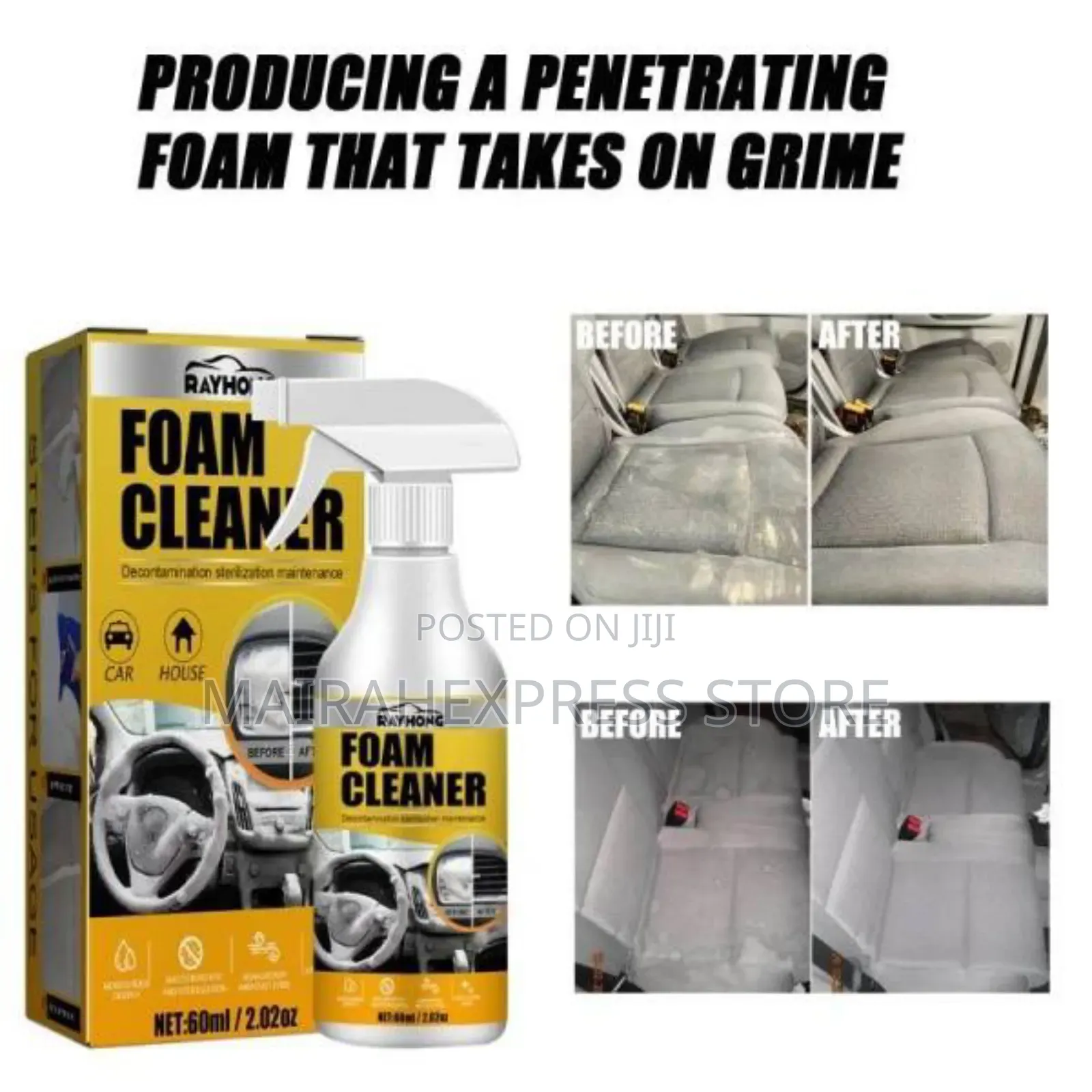 Effective Multipurpose Car/Home Foam Cleaner Spray - 60ml