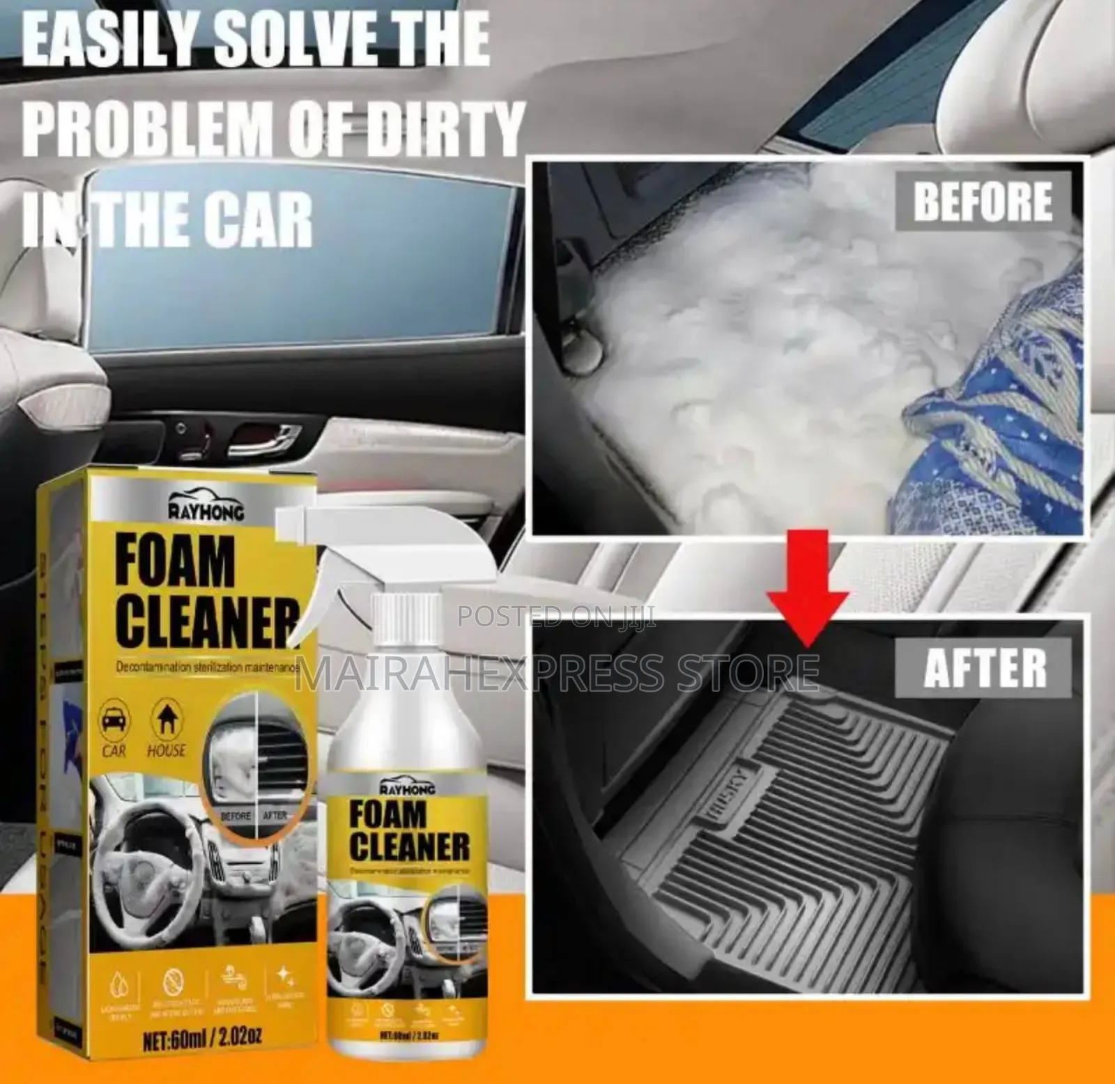 Effective Multipurpose Car/Home Foam Cleaner Spray - 60ml