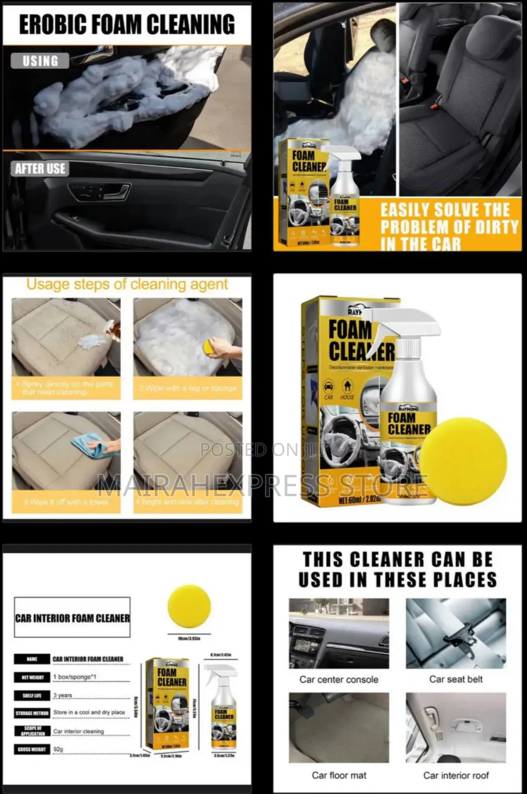 Effective Multipurpose Car/Home Foam Cleaner Spray - 60ml