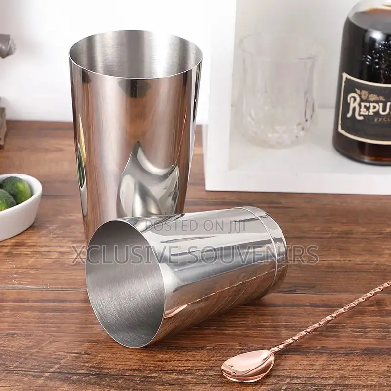 Polished Silver Double-Bottom Boston Cocktail Shaker