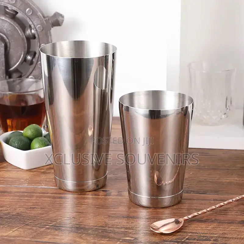 Polished Silver Double-Bottom Boston Cocktail Shaker