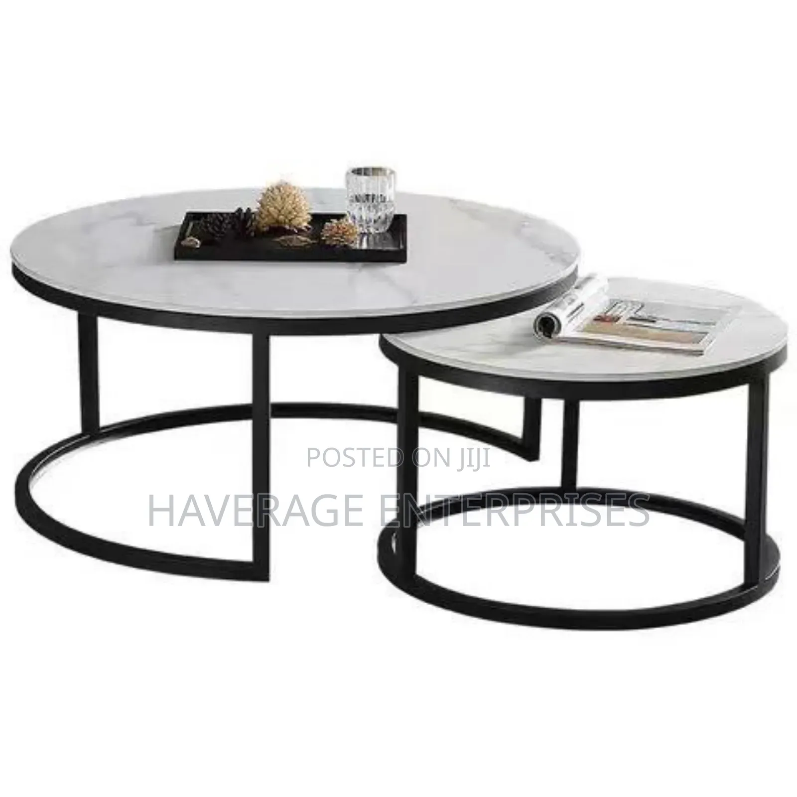 Set of 2 Side Tables Modern Leisure Wooden Coffee Tables