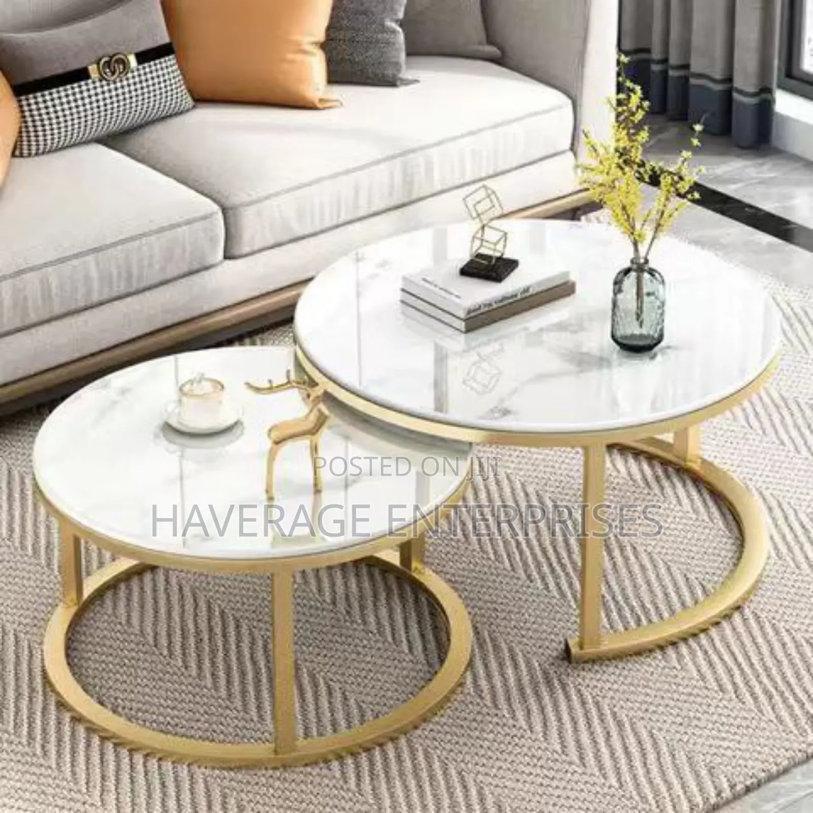 Set of 2 Side Tables Modern Leisure Wooden Coffee Tables