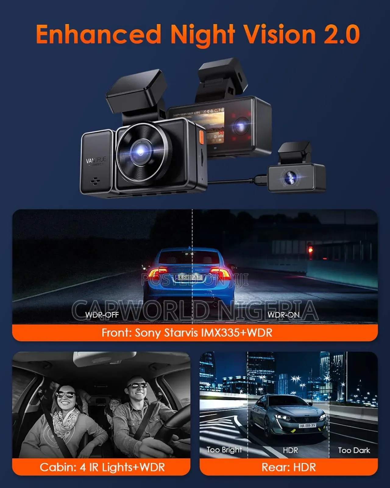 Genuine E3 3 Channel 2. Wifi GPS, Night Vision, Dash Cam