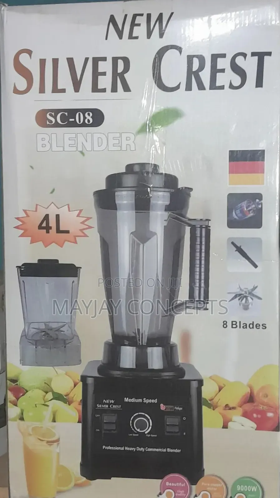 Silver Crest 4L Heavy-Duty Blender and Grinder-9000watts